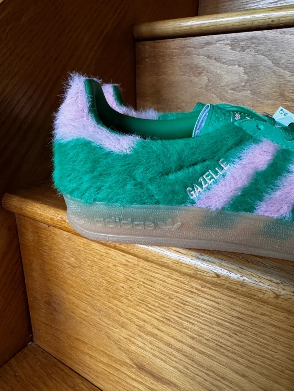 Adidas Gazelle Indoor- Green with Pink-Trim Sneakers - Picture 4 of 13
